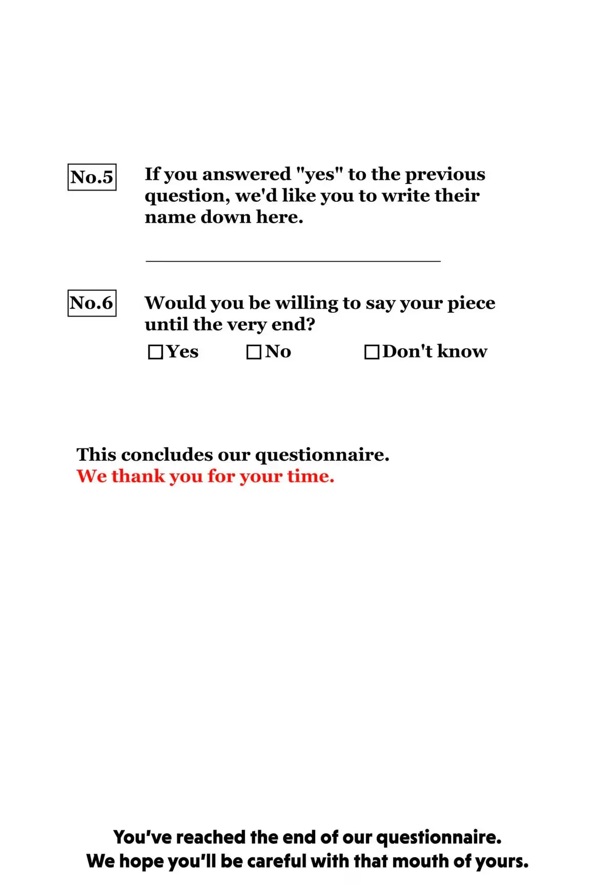A Questionnaire on the Mouth Chapter 4 page 47 - 
