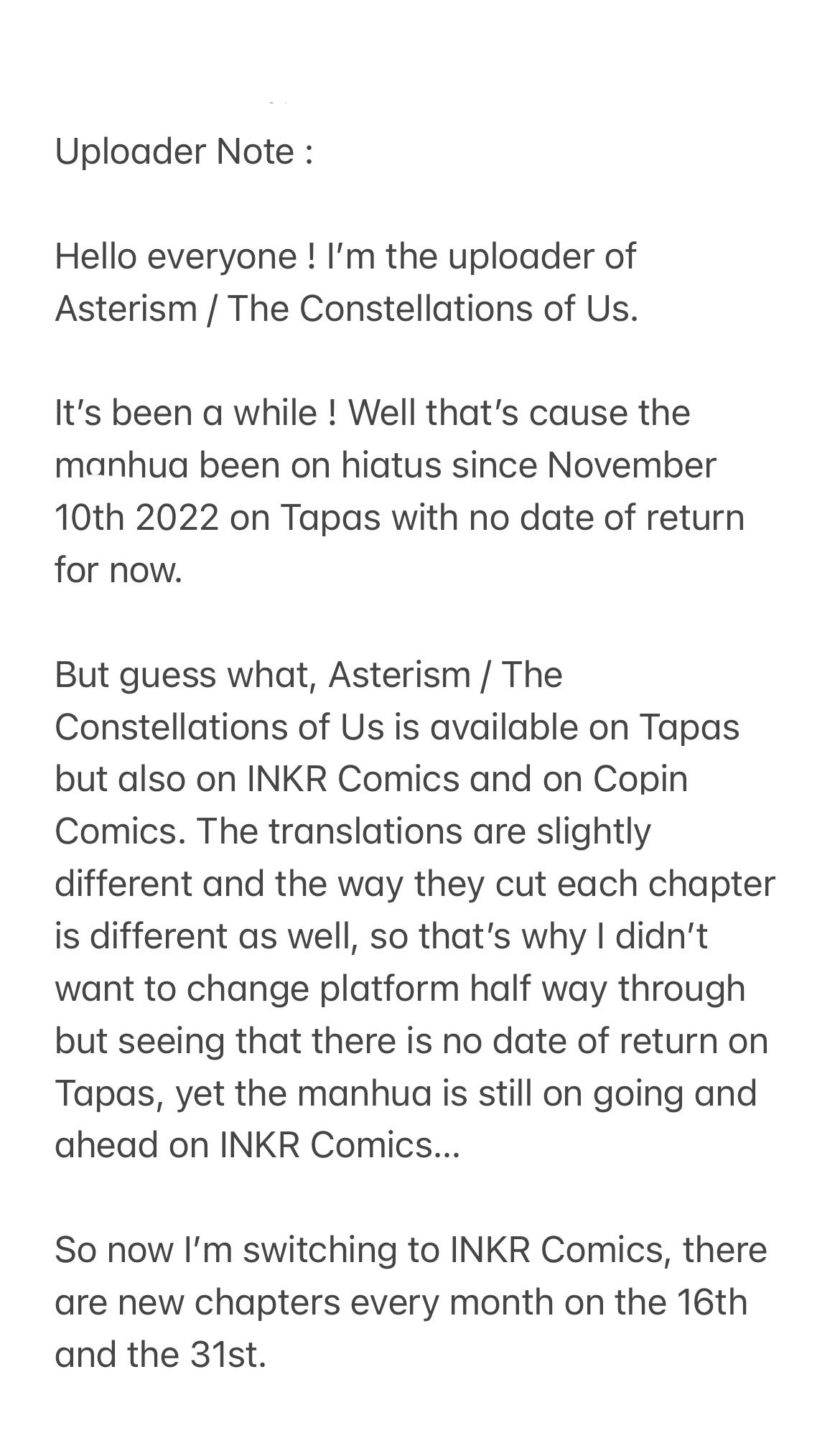 Read Asterism chapter 106.1 image 1 on Lezhin