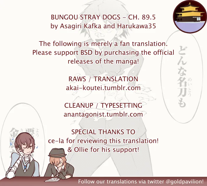 Read Bungou Stray Dogs chapter 89.5 image 0 on Lezhin