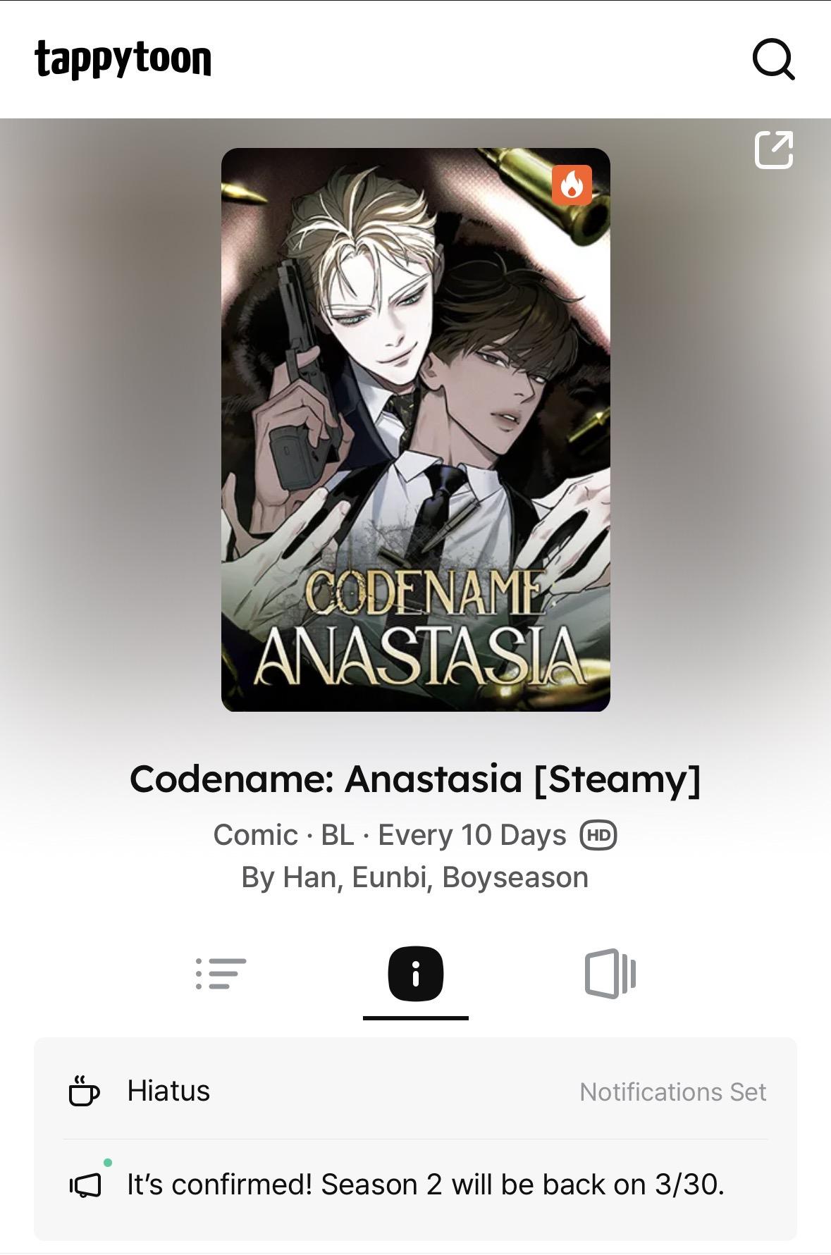 Read Codename Anastasia chapter 65.2 image 0 on Lezhin