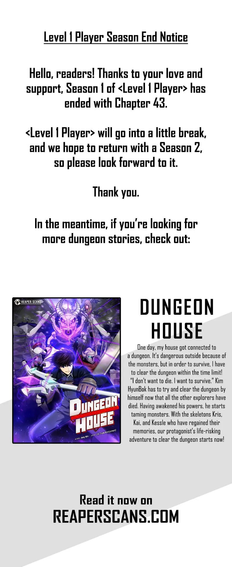 Read Level 1 Player chapter 43.5 image 0 on Lezhin