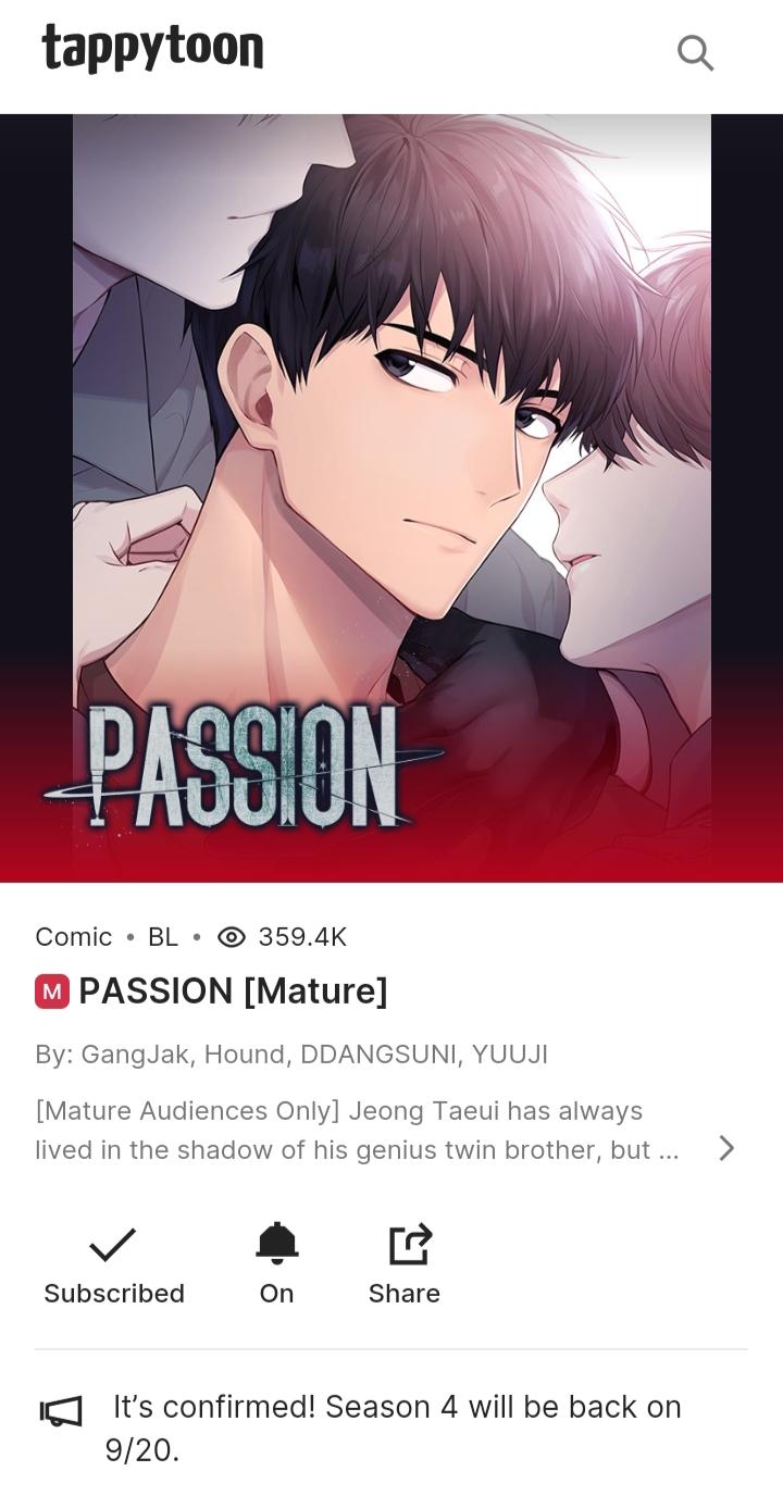 Read PASSION chapter 72.1 image 1 on Lezhin