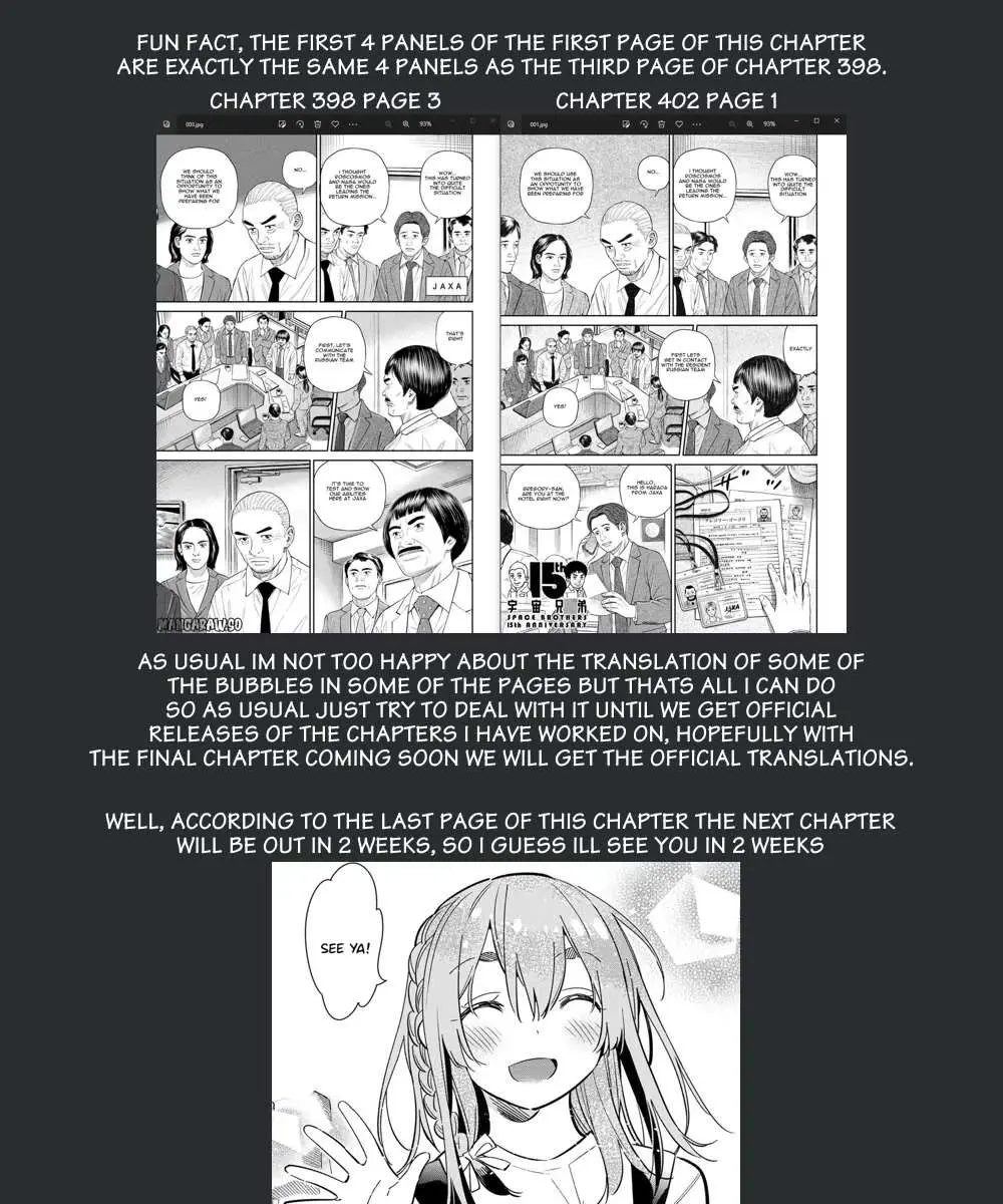 Read Uchuu Kyoudai chapter 402 image 22 on Lezhin